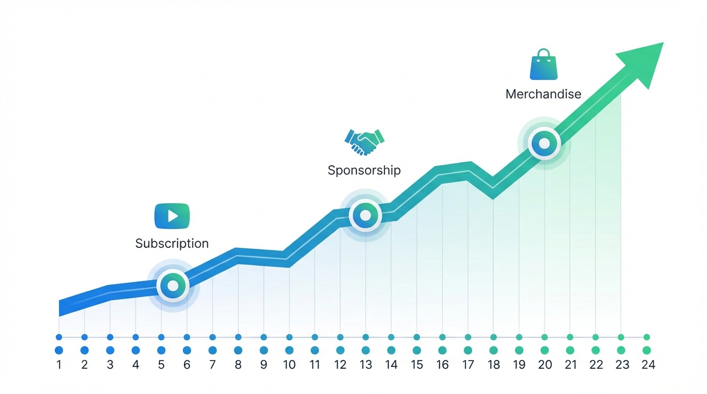 제로에서 월 500만원까지 스트리밍 수익 성장 시각적 타임라인