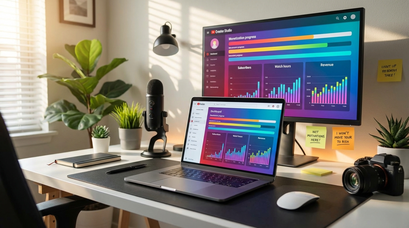 유튜브 수익화 요건 진행 상황을 보여주는 대시보드