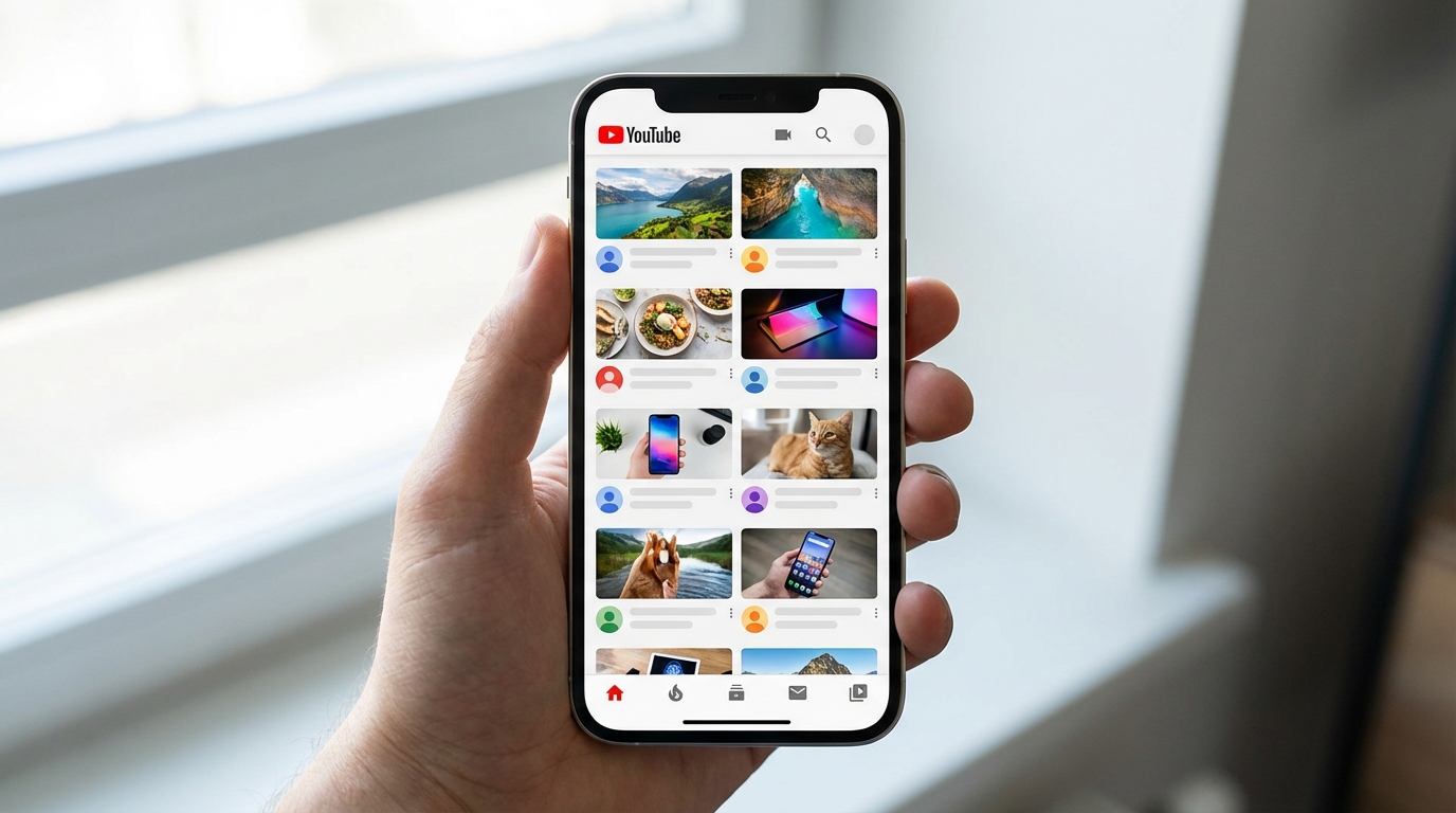 YouTube mobile app interface with recommended videos