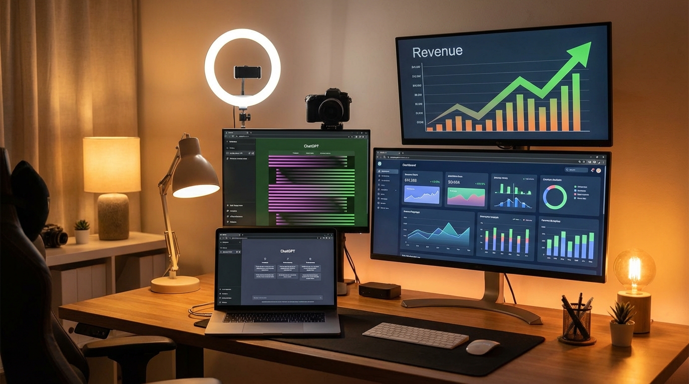 수익 분석이 있는 AI 크리에이터 작업 공간