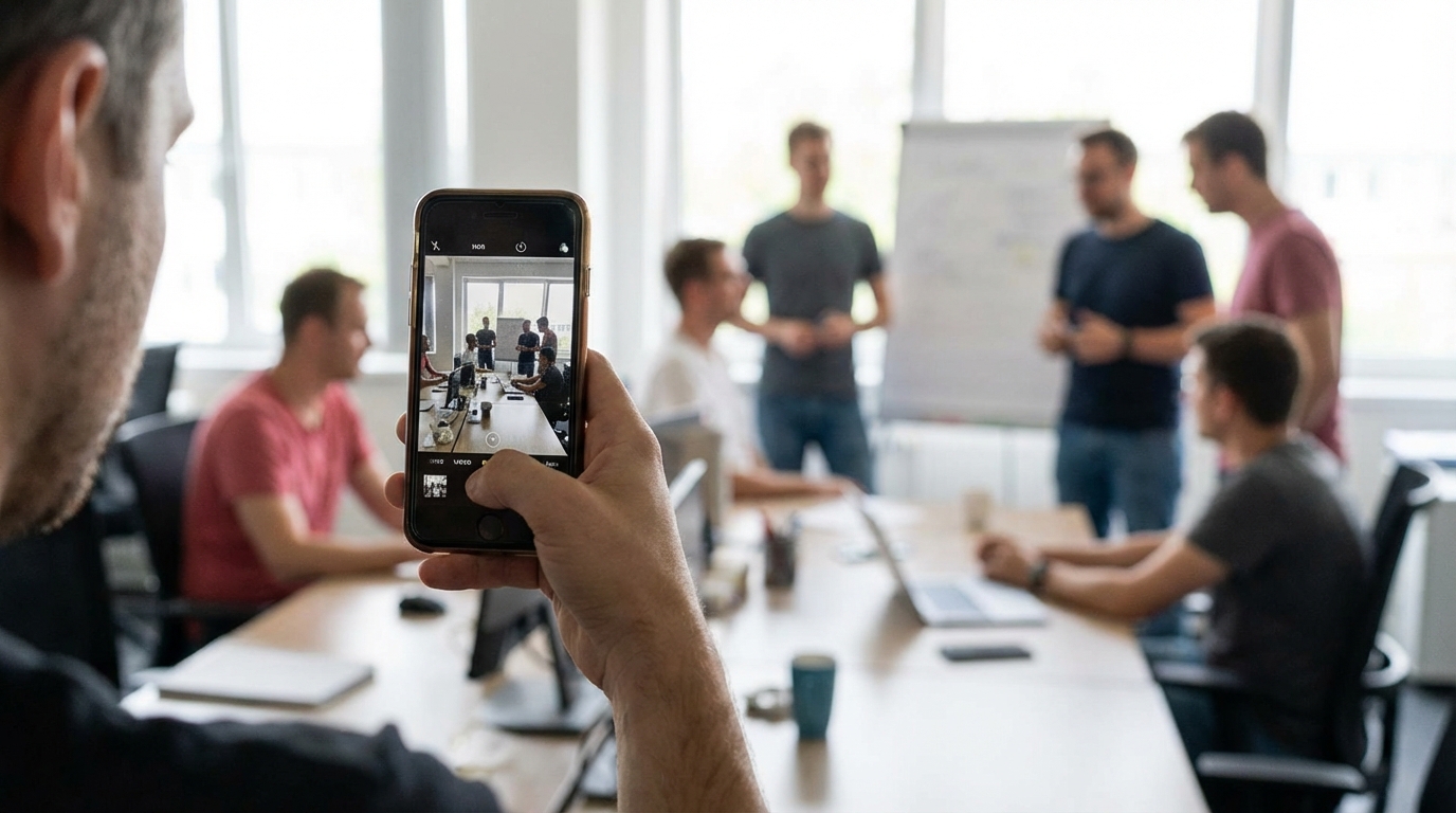 Behind-the-scenes content creation in authentic business setting