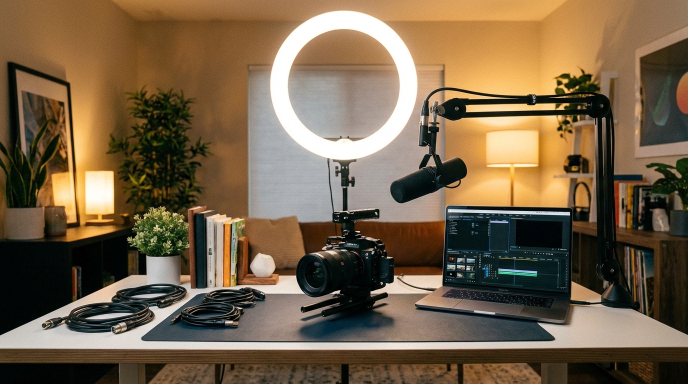 전문 유튜브 콘텐츠 크리에이터 작업 공간 설정