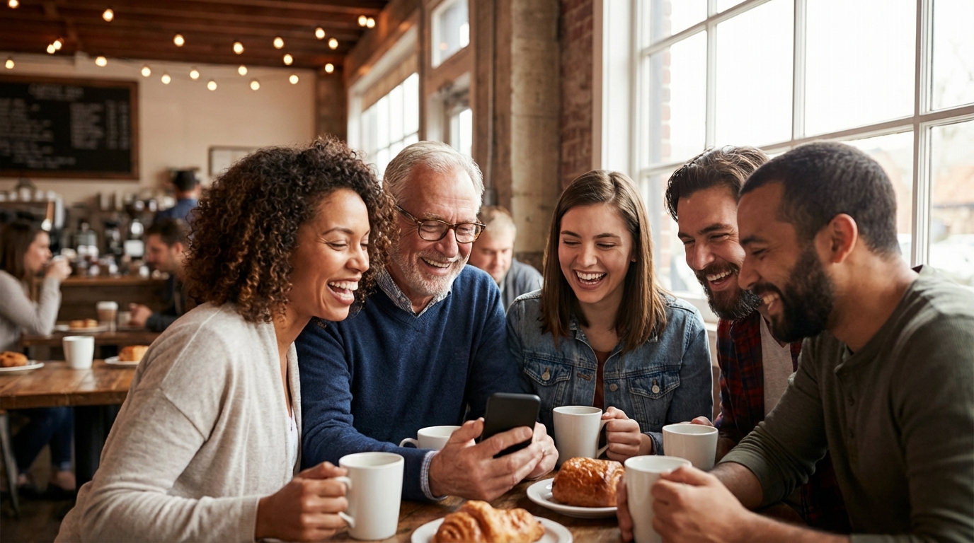 Real people engaging with authentic social media content