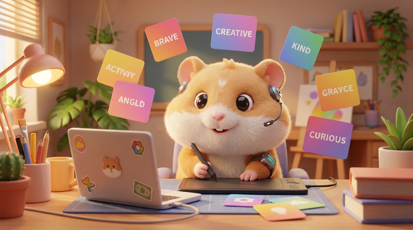 귀여운 햄스터 캐릭터가 있는 AI 페르소나 제작 작업공간