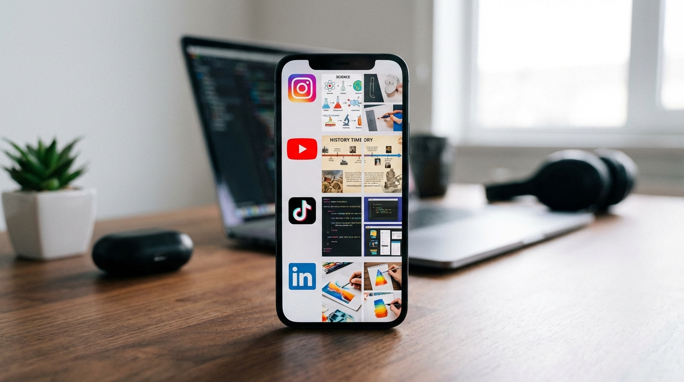 교육 콘텐츠를 표시하는 소셜 미디어 플랫폼