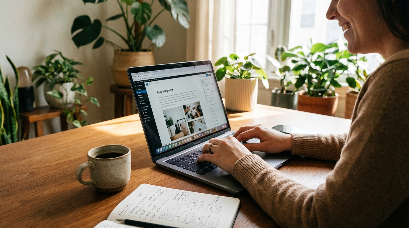 고품질 블로그 콘텐츠 작성 중