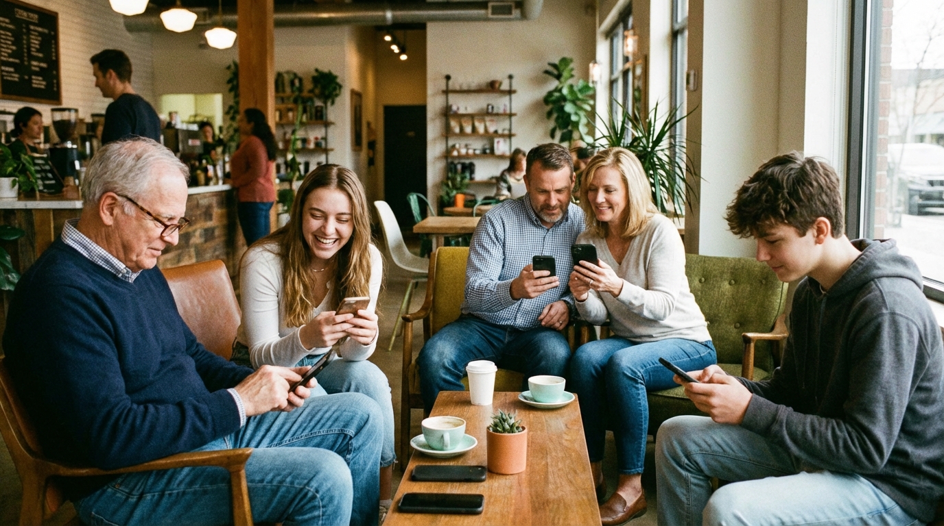 Diverse audience consuming short-form video content on mobile devices