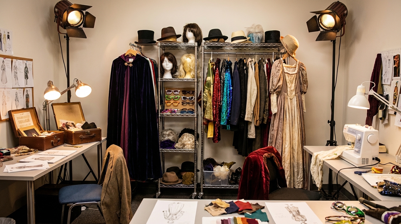 Character costume and prop collection for persona comedy