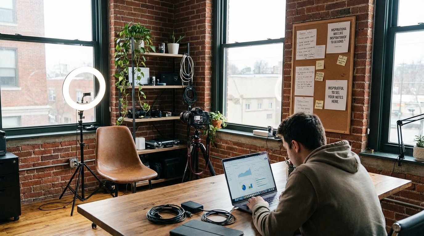 Content creator workspace with analytics